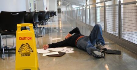 man suffers common injuries from slip & fall accident